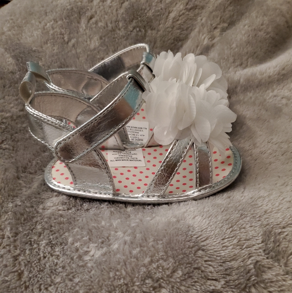 NWOT Silver Baby Girl Sandals